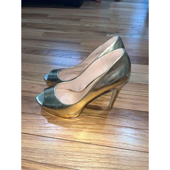 JOAN & DAVID Gold Danicolette Patent Leather Stiletto Pump Shoes Heels Size 10 - Picture 1 of 9